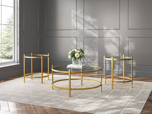 Auburndale Furniture Outlet - Ashley Furniture - Pearlox Table (Set of 3) - Occasional Table Set (3/CN) / Gold - T173-13