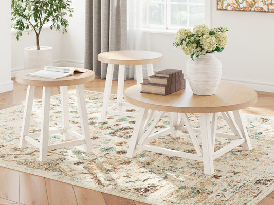 Auburndale Furniture Outlet - Ashley Furniture - Fawndell Table (Set of 3) - Occasional Table Set (3/CN) / Antique White/Brown - T193-13