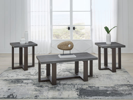 Auburndale Furniture Outlet - Ashley Furniture - Dynnford Table (Set of 3) - Occasional Table Set (3/CN) / Gray/Brown - T216-13