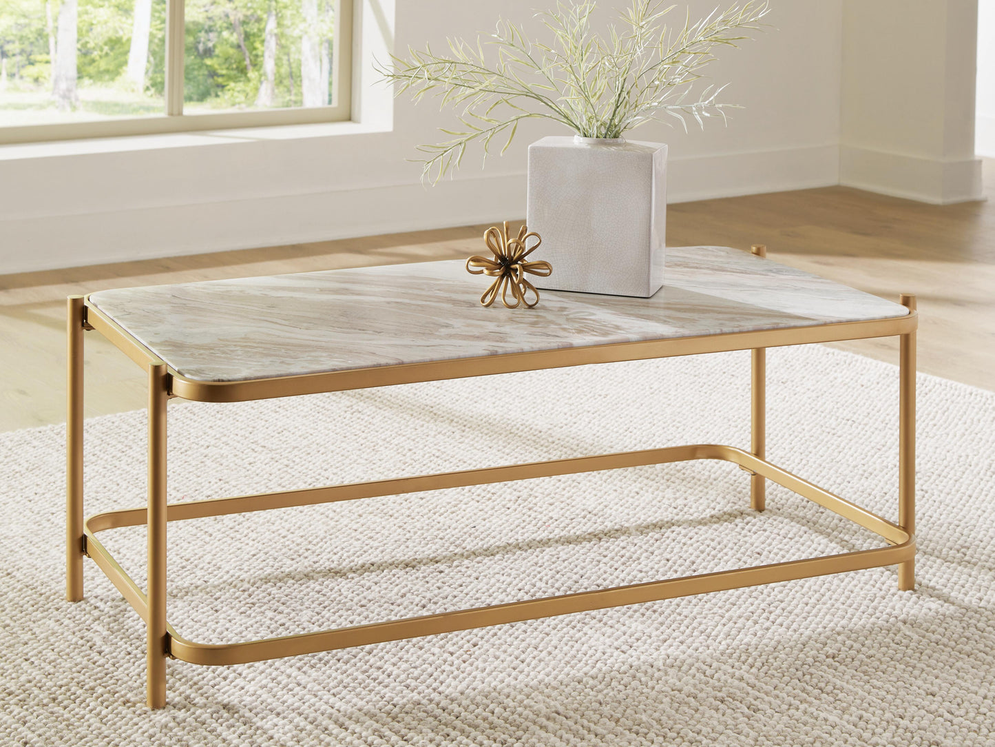 Auburndale Furniture Outlet - Ashley Furniture - Manor Stone Coffee Table - Rectangular Cocktail Table - T312-1