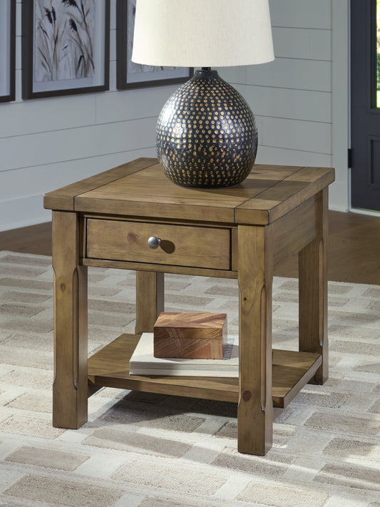 Auburndale Furniture Outlet - Ashley Furniture - Vandenmore End Table - Rectangular End Table / Medium Brown - T539-3