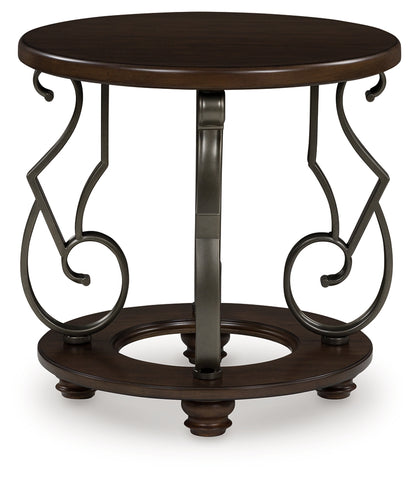 Auburndale Furniture Outlet - Ashley Furniture - Frallyn End Table - Round End Table / Dark Brown - T623-6