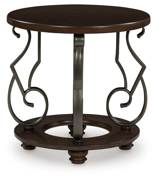 Auburndale Furniture Outlet - Ashley Furniture - Frallyn End Table - Round End Table / Dark Brown - T623-6