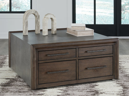 Auburndale Furniture Outlet - Ashley Furniture - Kallenny Coffee Table - Square Cocktail Table / Brown/Gray - T669-8