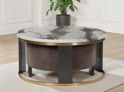 Auburndale Furniture Outlet - Ashley Furniture - Jazmore Nesting Coffee Table (Set of 2) - Nesting Cocktail Tables (Set of 2) / Brown/Brass Finish - T671-22