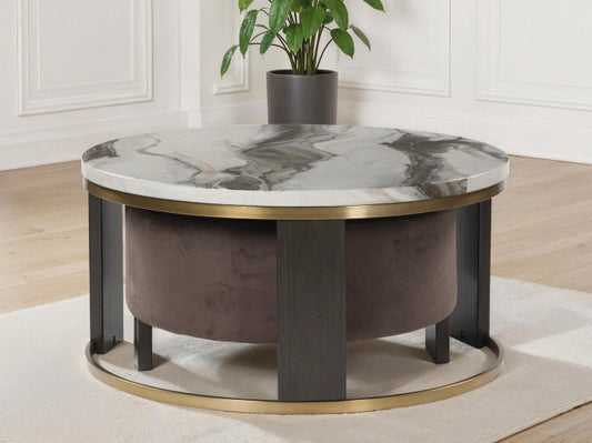Auburndale Furniture Outlet - Ashley Furniture - Jazmore Nesting Coffee Table (Set of 2) - Nesting Cocktail Tables (Set of 2) / Brown/Brass Finish - T671-22