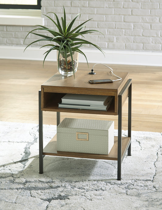 Auburndale Furniture Outlet - Ashley Furniture - Fridley End Table - Rectangular End Table / Brown/Black - T964-3