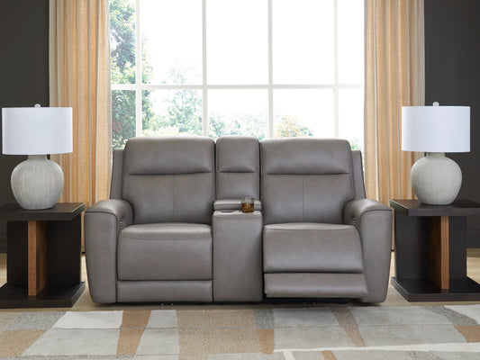 Auburndale Furniture Outlet - Ashley Furniture - 5Z-Comfort Living Room - PWR REC Loveseat/CON/ADJ HDRST / Onyx - PCU1090218