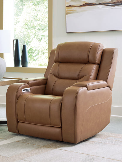Auburndale Furniture Outlet - Ashley Furniture - Knightington Living Room - Power Recliner w/Audio Seating / Caramel - PCU1160013A