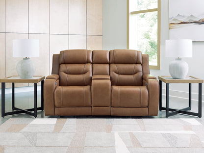 Auburndale Furniture Outlet - Ashley Furniture - Knightington Living Room - PWR REC Love w/Audio Seating / Caramel - PCU1160018A
