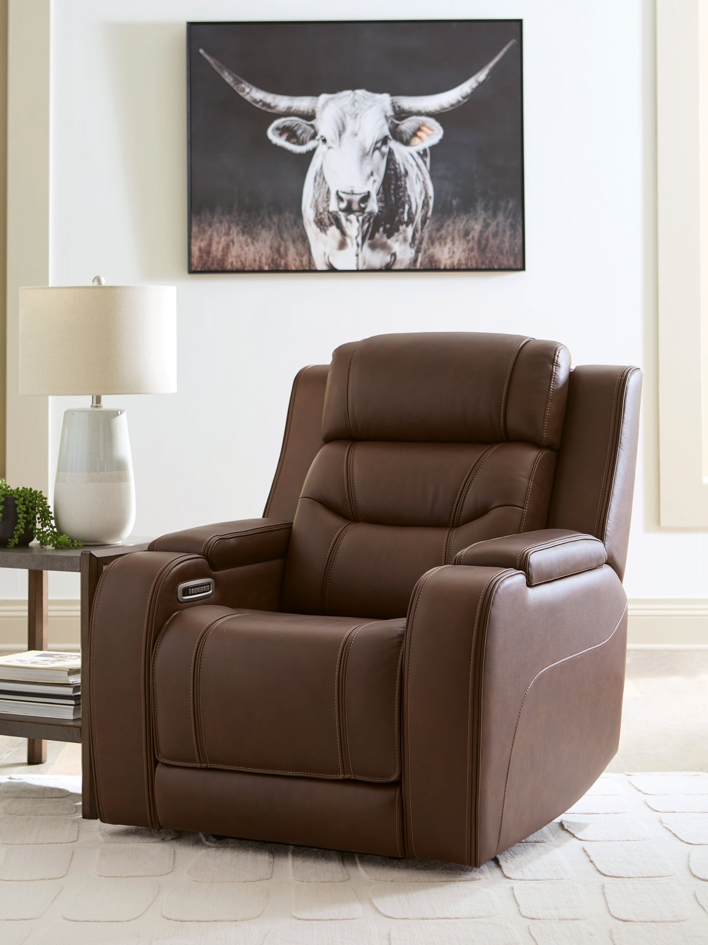 Auburndale Furniture Outlet - Ashley Furniture - Knightington Living Room - Power Recliner w/Audio Seating / Brown - PCU1160213A