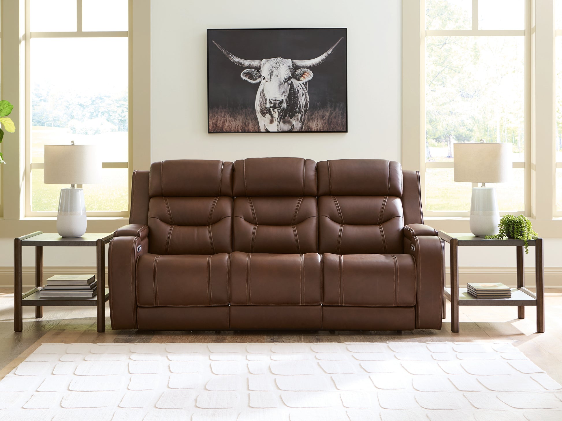 Auburndale Furniture Outlet - Ashley Furniture - Knightington Living Room - PWR REC Sofa w/Audio Seating / Brown - PCU1160215A