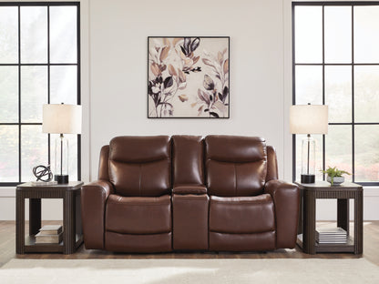 Auburndale Furniture Outlet - Ashley Furniture - Next Move Living Room - PWR REC Loveseat/CON/ADJ HDRST / Mahogany - PCU1210218