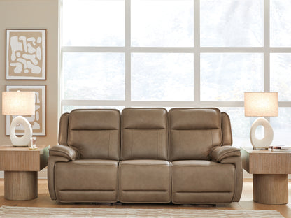 Auburndale Furniture Outlet - Ashley Furniture - Glencroft Living Room - PWR REC Sofa with ADJ Headrest / Sahara - PCU1240015