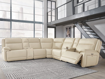 Auburndale Furniture Outlet - Ashley Furniture - Double Deal Sectional - 7-Piece Reclining Sectional with 2 Consoles / Almond - U13001S9