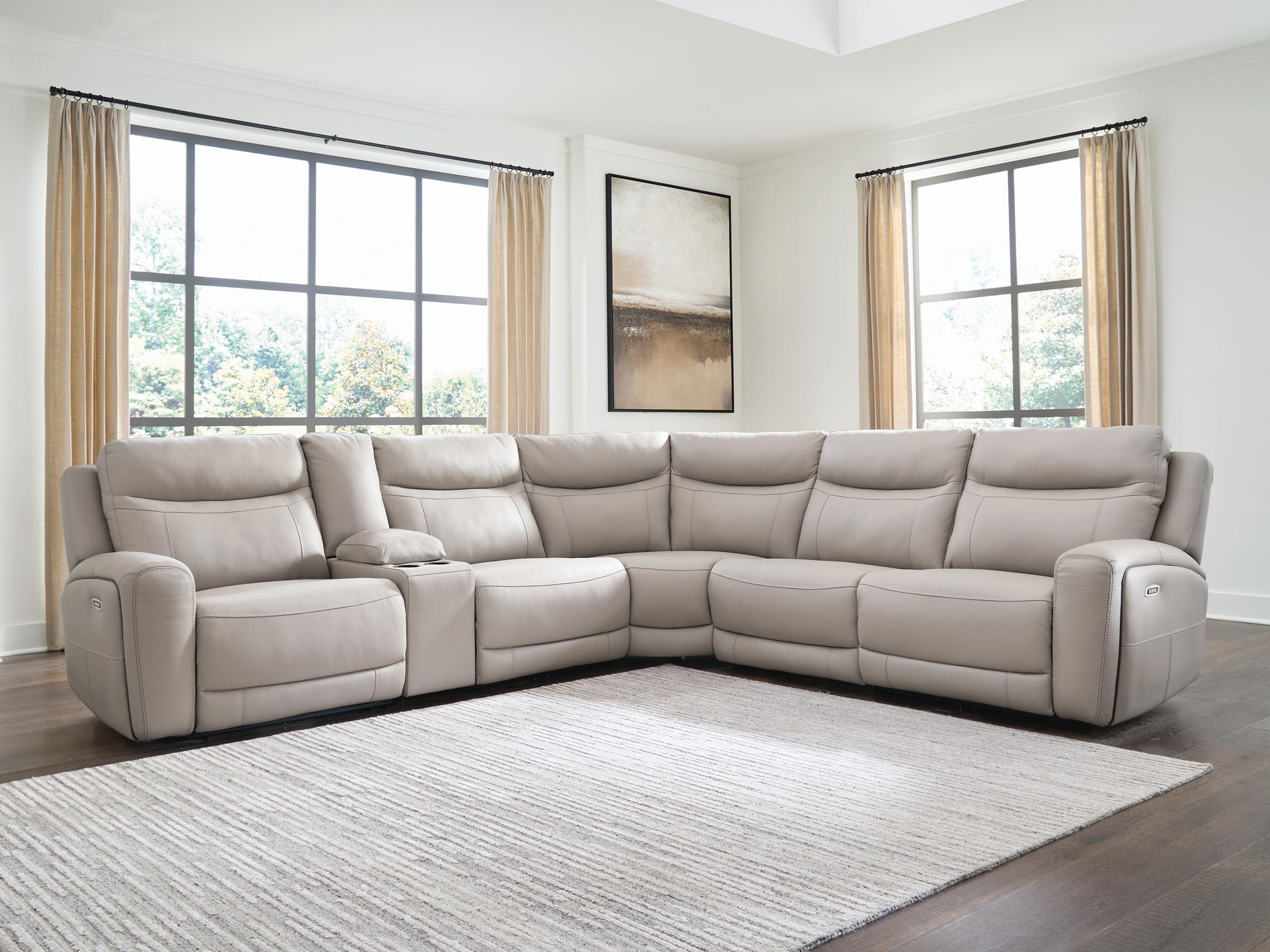 Auburndale Furniture Outlet - Ashley Furniture - Gravier Sectional - 6-Piece Power Reclining Sectional with Storage Console - U13300S5