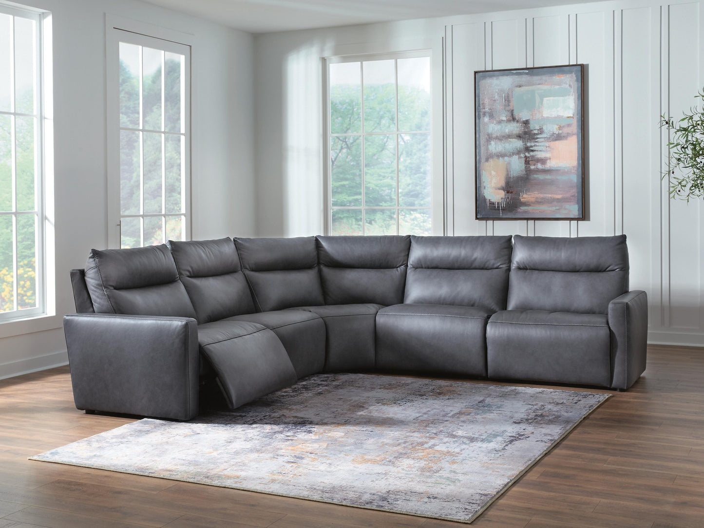 Auburndale Furniture Outlet - Ashley Furniture - ModZ Sectional - 5-Piece Power Reclining Sectional / Blue - U14001S6