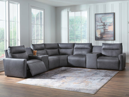 Auburndale Furniture Outlet - Ashley Furniture - ModZ Sectional - 7-Piece Power Reclining Sectional with Audio Consoles - U14001S8