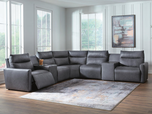Auburndale Furniture Outlet - Ashley Furniture - ModZ Sectional - 7-Piece Power Reclining Sectional with Audio Consoles - U14001S8