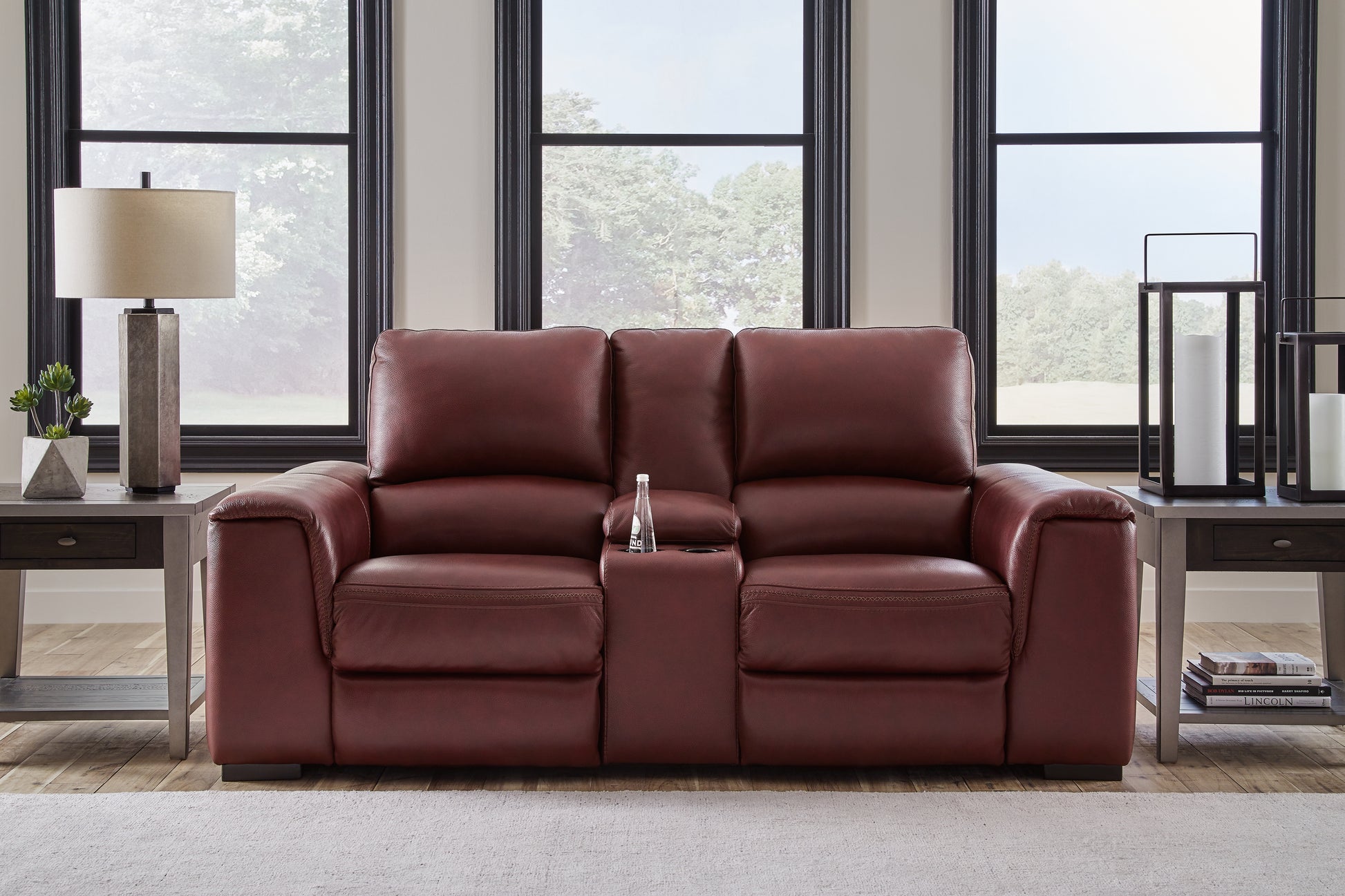 Auburndale Furniture Outlet - Ashley Furniture - Alessandro Living Room - PWR REC Loveseat/CON/ADJ HDRST / Garnet - U2550118
