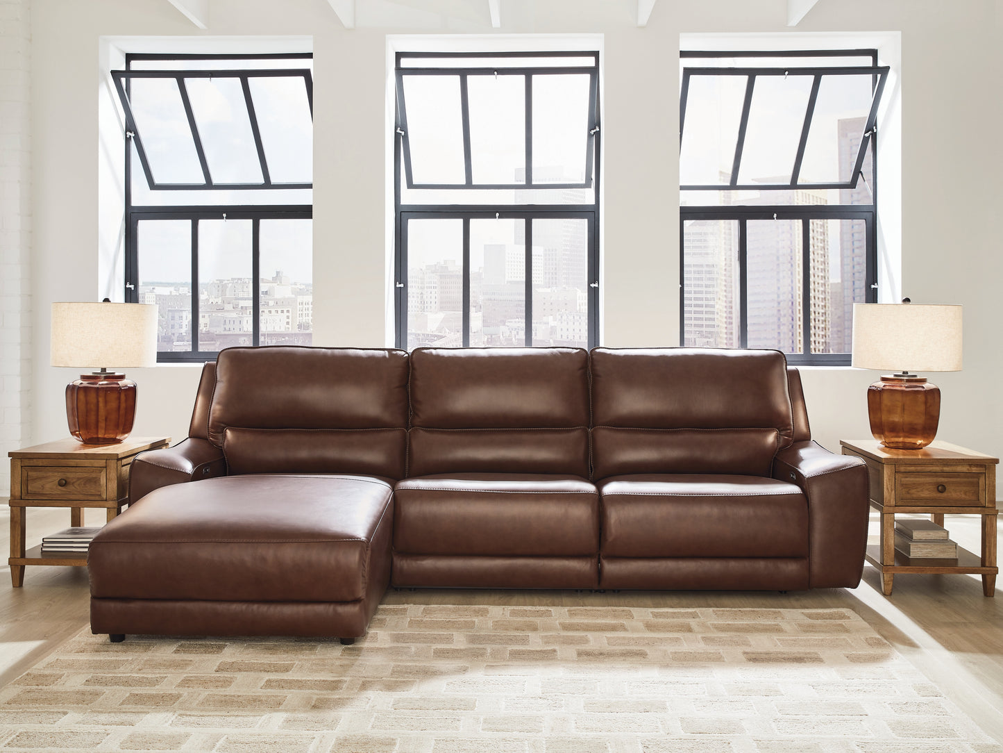 Auburndale Furniture Outlet - Ashley Furniture - DeepWakes Sectional - 3-Piece Reclining Sofa Chaise / Canyon - PCU62607S23
