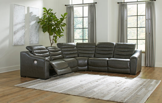 Auburndale Furniture Outlet - Ashley Furniture - Center Line Sectional - 3-Piece Power Reclining Sectional Sofa / Dark Gray - U63404S5