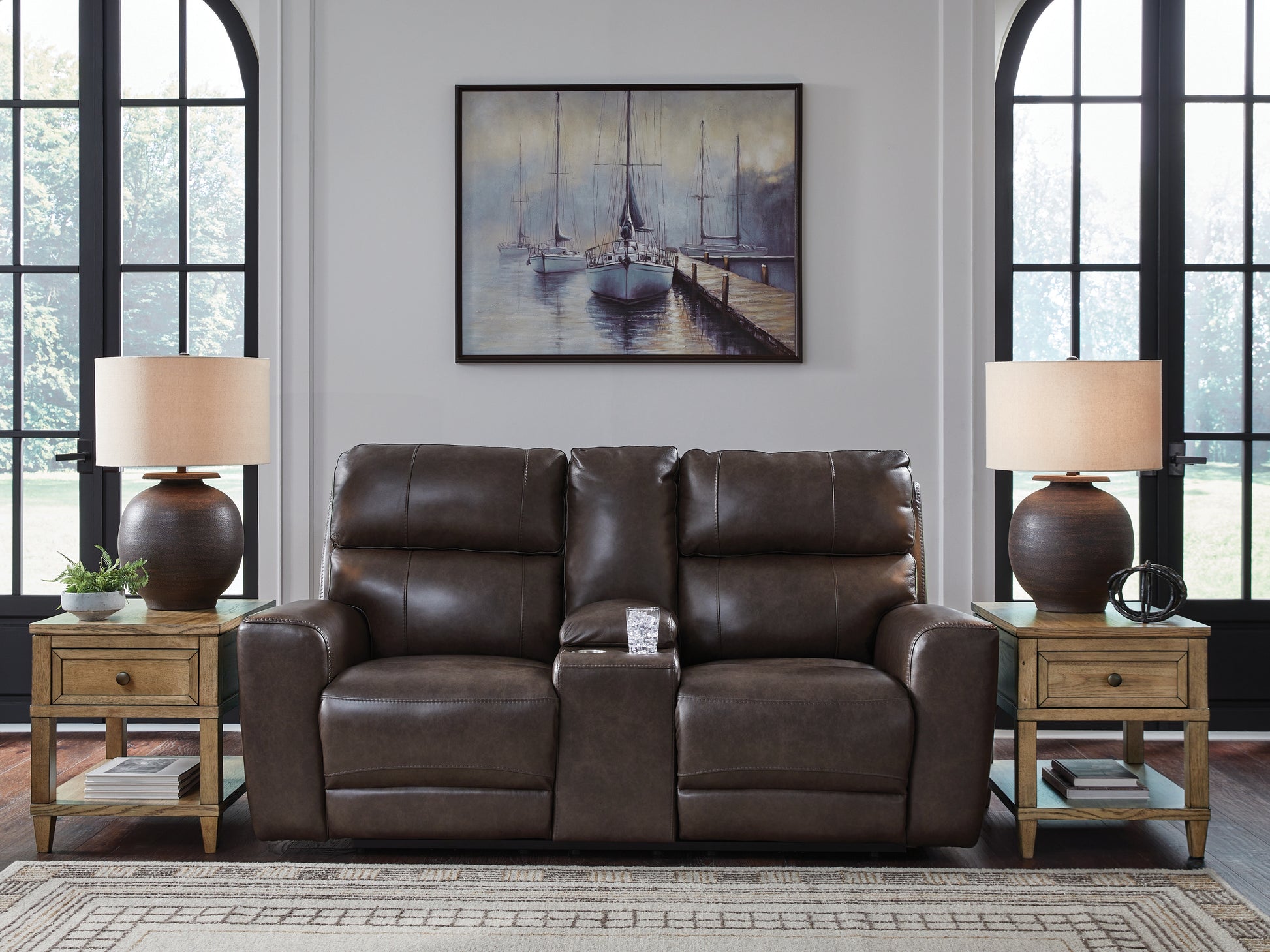 Auburndale Furniture Outlet - Ashley Furniture - Crossplex Living Room - PWR REC Loveseat/CON/ADJ HDRST / Smoke - PCU6450618