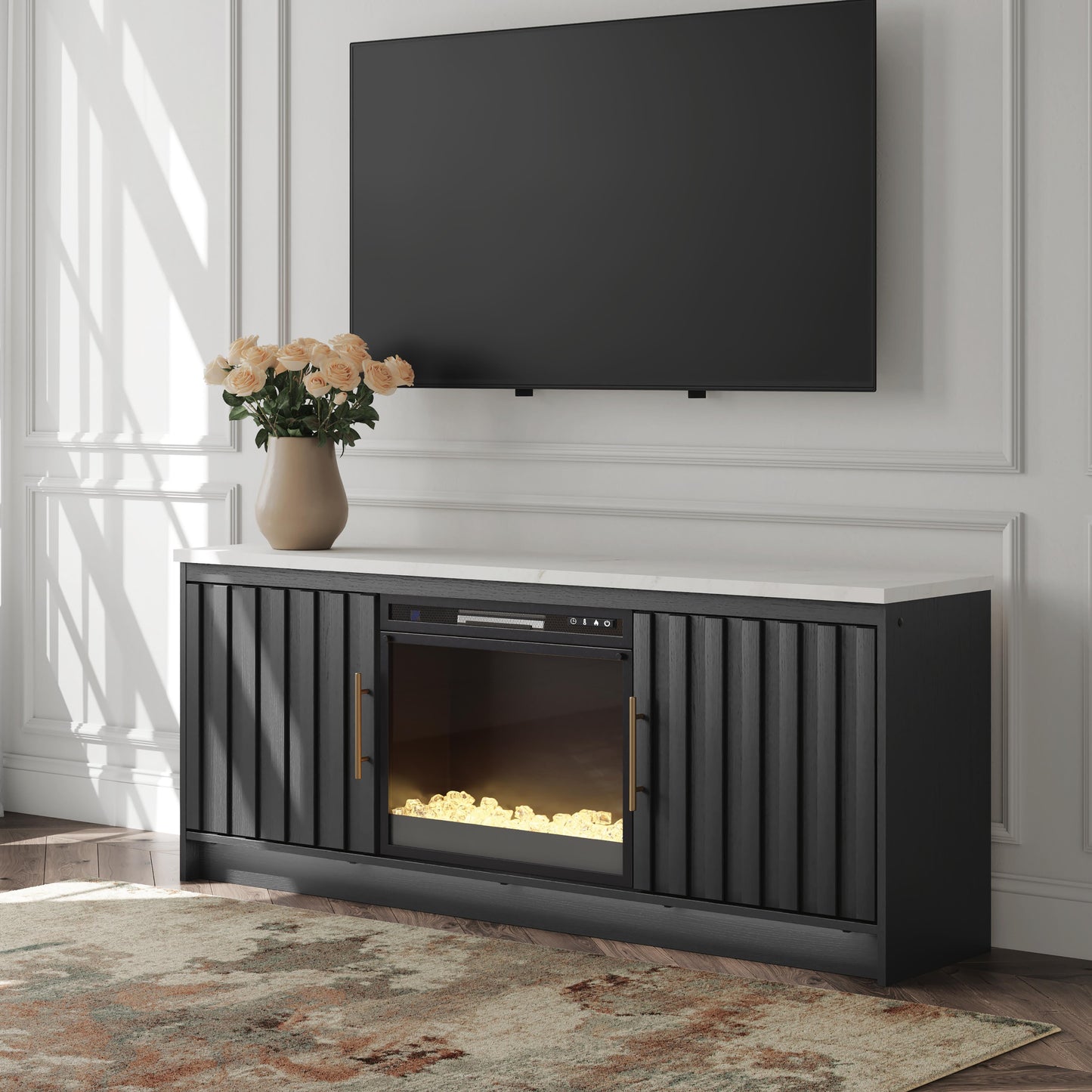 Auburndale Furniture Outlet - Ashley Furniture - Cadmori 63" TV Stand with Electric Fireplace - 63" TV Stand with Electric Fireplace - W2616W1