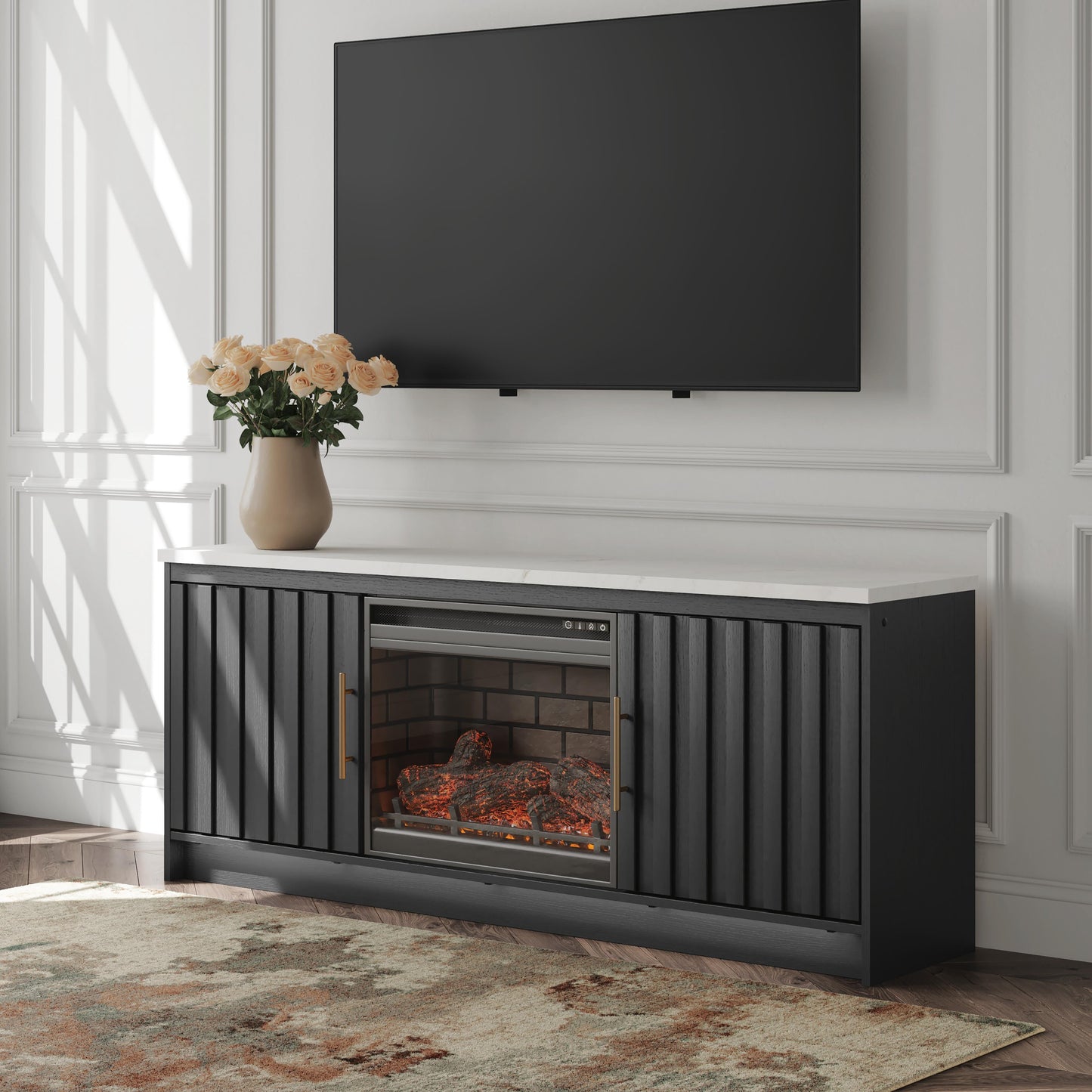 Auburndale Furniture Outlet - Ashley Furniture - Cadmori 63" TV Stand with Electric Fireplace - 63" TV Stand with Electric Fireplace - W2616W2