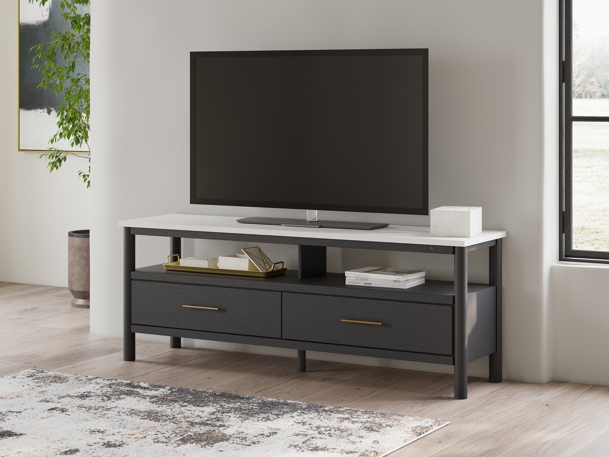 Auburndale Furniture Outlet - Ashley Furniture - Cadmori TV Stand - 72" / Black/White - W2616-68