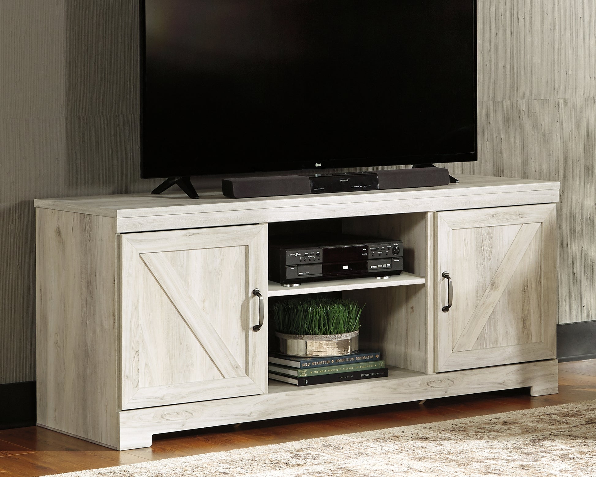 Auburndale Furniture Outlet - Ashley Furniture - Bellaby TV Stand - 63" / Whitewash - W331-68