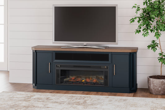 Auburndale Furniture Outlet - Ashley Furniture - Landocken 83" TV Stand with Electric Fireplace - 83" TV Stand with Electric Fireplace / Two-tone - W402W1