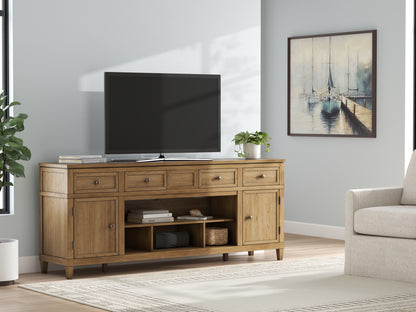 Auburndale Furniture Outlet - Ashley Furniture - Sharlance 81" TV Stand - 81" / Light Brown - W655-68