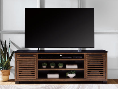 Auburndale Furniture Outlet - Ashley Furniture - Kallari 84" TV Stand - 84" / Warm Brown/Black - W737-78