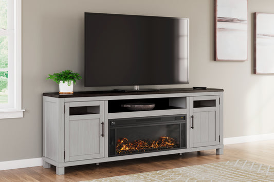 Auburndale Furniture Outlet - Ashley Furniture - Darborn 88" TV Stand with Electric Fireplace - 88" TV Stand with Electric Fireplace / Gray/Brown - W796W1