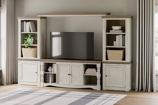 Auburndale Furniture Outlet - Ashley Furniture - Havalance Entertainment Center - 4-Piece Entertainment Center / Two-tone - W814W1