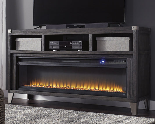 Auburndale Furniture Outlet - Ashley Furniture - Todoe 65" TV Stand with Electric Fireplace - 65" TV Stand with Electric Fireplace / Gray - W901W1