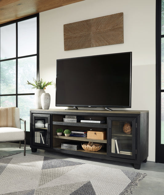 Auburndale Furniture Outlet - Ashley Furniture - Foyland 83" TV Stand - 83" / Black/Brown - W989-68